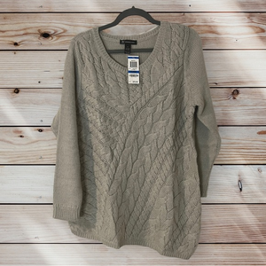 NWT INC Womens Asymmetrical Hem Sweater Taupe Beige‎ Size XL